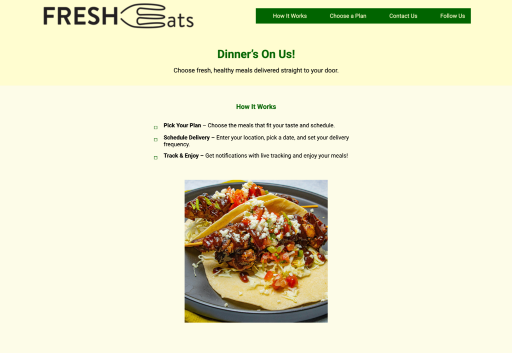 screenshot fresh eats website icon